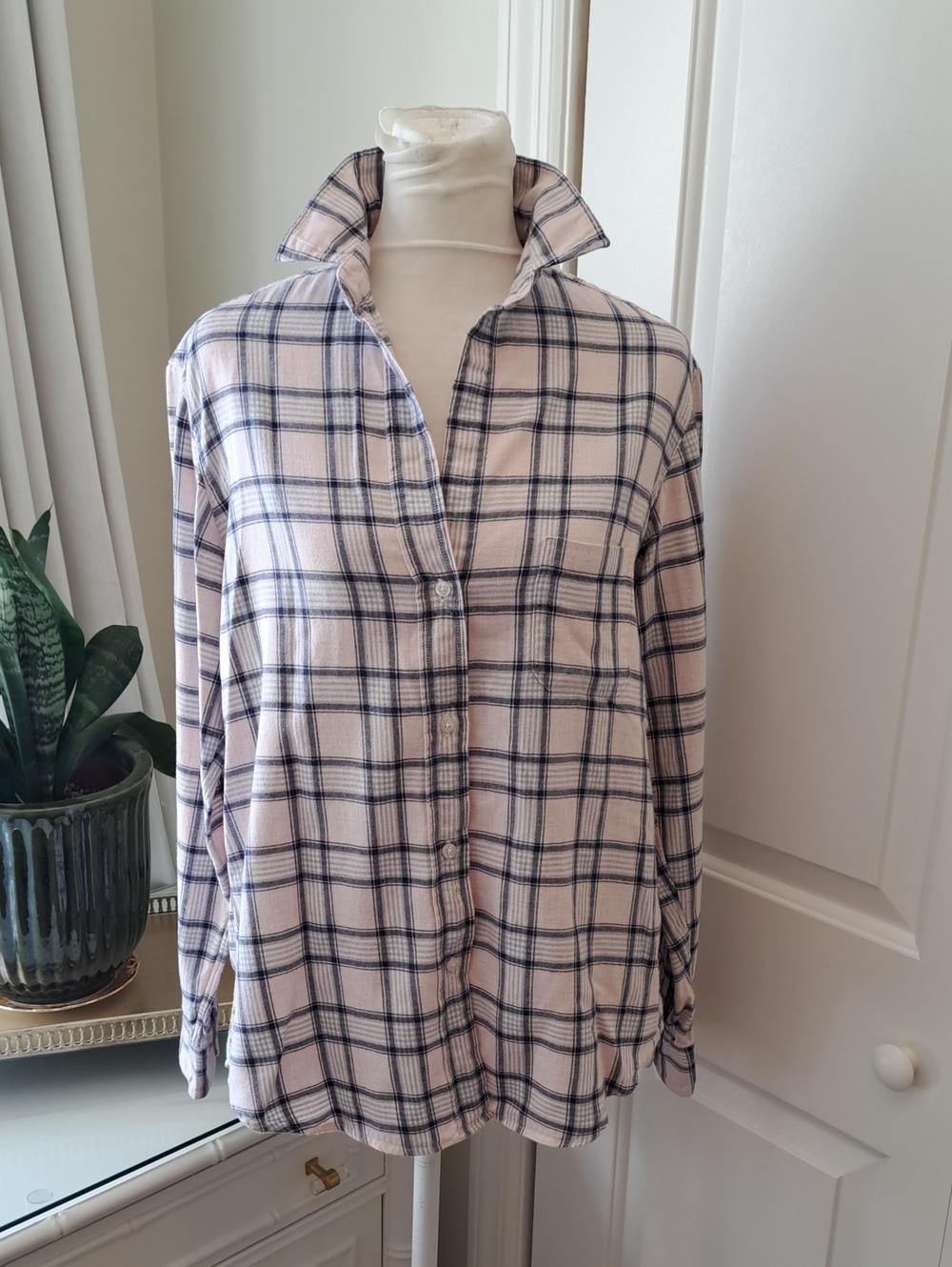 Grayson Womens The Hero Windowpane Pink Plaid Button-Up Flannel Shirt S(02)